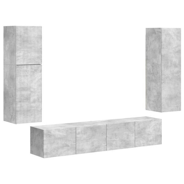 vidaXL Ensemble meuble TV 4 pcs Gris b&eacute;ton Bois d'ing&eacute;nierie