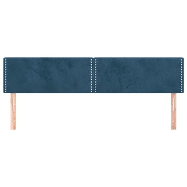 vidaXL T&ecirc;tes de lit 2 pcs Bleu fonc&eacute; 100x5x78/88 cm Velours