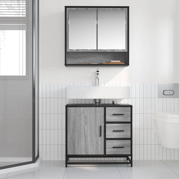 vidaXL Armoire de lavabo de salle de bain sonoma gris 65x33x60 cm