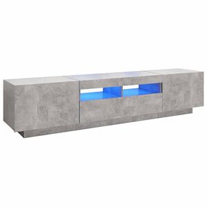 vidaXL Meuble TV avec lumi&egrave;res LED Gris b&eacute;ton 180x35x40 cm