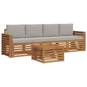 vidaXL Ensemble de canap&eacute;s d'ext&eacute;rieur 5 pcs Gris Naturel et Clair