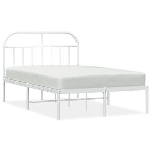 vidaXL Cadre de lit m&eacute;tal sans matelas et t&ecirc;te de lit blanc 120x190 cm