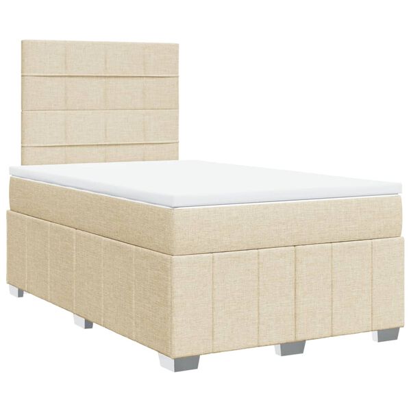 vidaXL Sommier à lattes de lit avec matelas crème 120x190 cm tissu