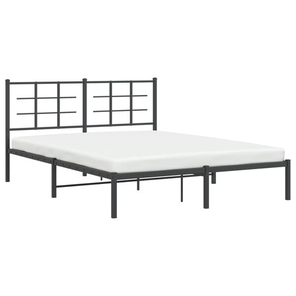 vidaXL Cadre de lit métal sans matelas avec tête de lit noir 150x200cm