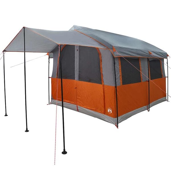 vidaXL Tente familiale avec toit Gris et orange 324 x 255 x 230 cm