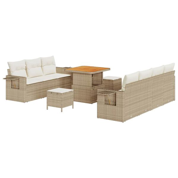 vidaXL Ensemble de canap&eacute; de jardin avec coussin 10 pcs beige et cr&egrave;me
