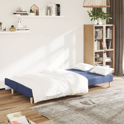 vidaXL Canapé-lit à 2 places Bleu Tissu