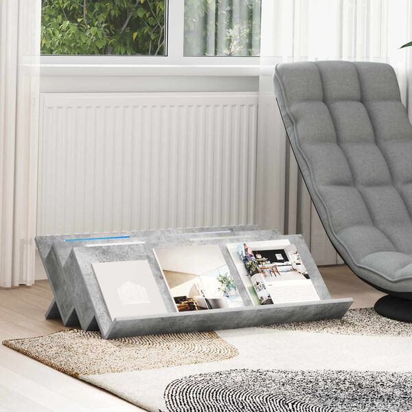 vidaXL &Eacute;tag&egrave;re &agrave; magazines avec &eacute;tag&egrave;re Gris B&eacute;ton 90 x 53 x 28,5 cm