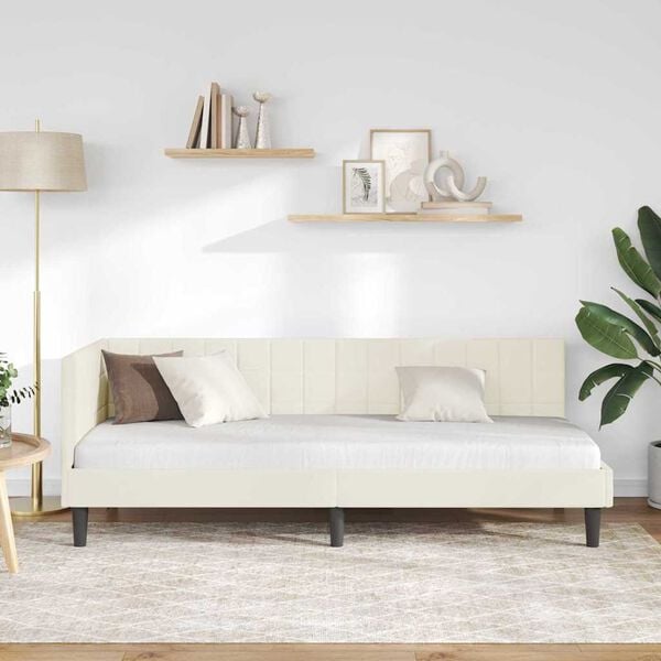 vidaXL Cadre de lit d'angle Cr&egrave;me 80 cm x 200 cm Velours