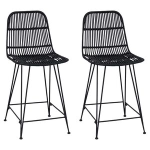 vidaXL Tabouret de bar 2 pc Noir 44 x 54 x 96 cm Rattan et Acier