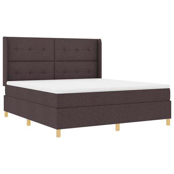 vidaXL Lit &agrave; Ressorts avec matelas Marron fonc&eacute; 180 x 200 cm tissu