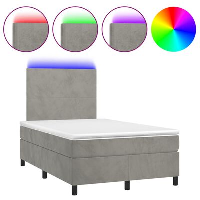 vidaXL Sommier à lattes de lit avec matelas LED Gris clair 120x200 cm