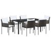 vidaXL Ensemble de salle &agrave; manger pour jardin 7 pc Marron et Noir