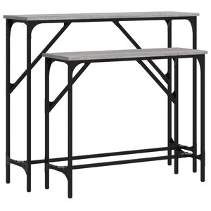 vidaXL Tables console 2 pcs sonoma gris bois d'ing&eacute;nierie