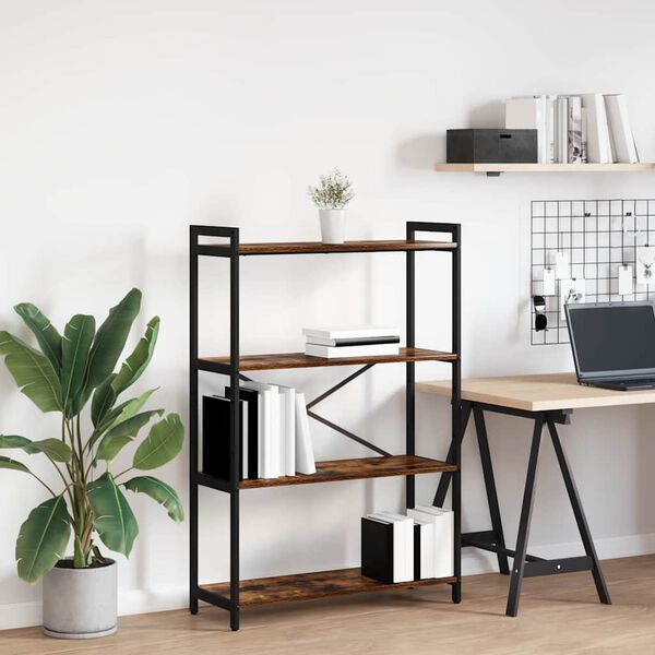 vidaXL &Eacute;tag&egrave;re Ch&ecirc;ne fum&eacute; 80 x 30 x 120 cm Bois d'ing&eacute;nierie