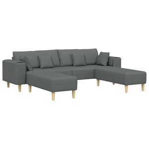 vidaXL Canap&eacute; avec coussin 3 pcs Gris fonc&eacute; tissu
