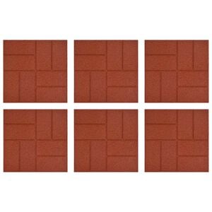 vidaXL Pierre de marchage 6 pcs Rouge 40,5 x 40,5 x 2 cm Caoutchouc