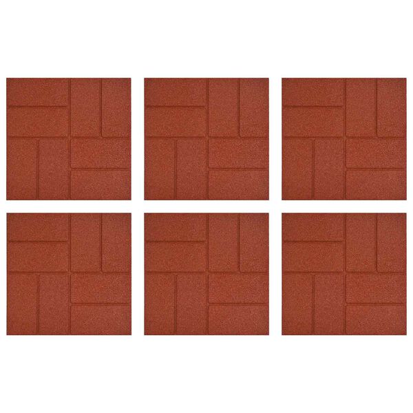 vidaXL Pierre de marchage 6 pcs Rouge 40,5 x 40,5 x 2 cm Caoutchouc