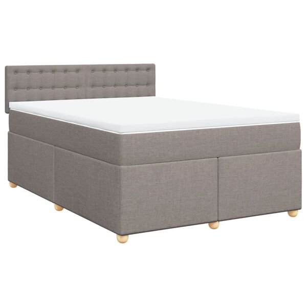 vidaXL Sommier &agrave; lattes de lit avec matelas Taupe 140x190 cm Tissu