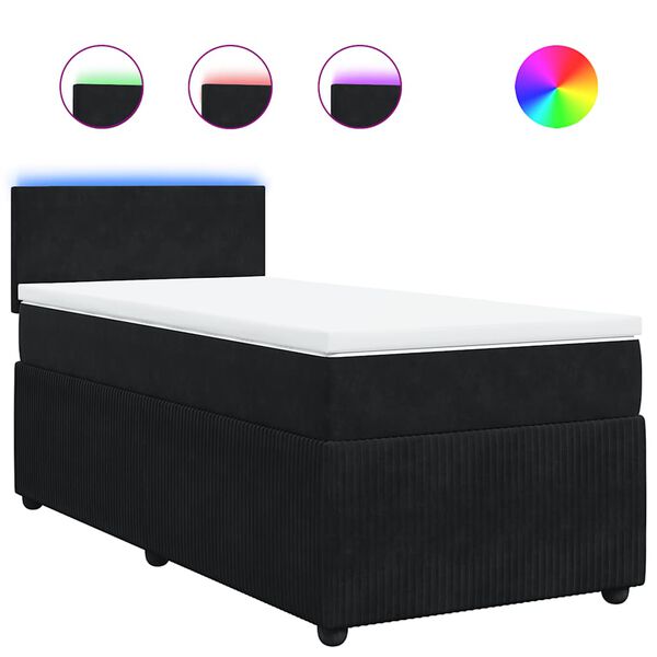 vidaXL Sommier &agrave; lattes de lit avec matelas Noir 100x200 cm Velours