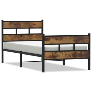 vidaXL Cadre de lit en m&eacute;tal sans matelas ch&ecirc;ne fum&eacute; 90x200 cm