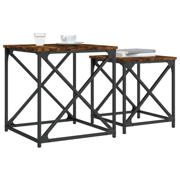 vidaXL Tables basses gigognes 2 pcs chêne fumé bois d'ingénierie