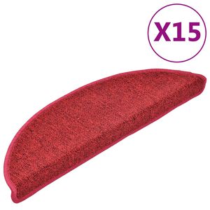 vidaXL Tapis d'escalier 15 pi&egrave;ces 56 x 17 x 3 cm Rouge Demi-rond