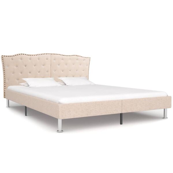 vidaXL Cadre de lit Beige Tissu 160 x 200 cm