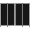 vidaXL Cloison de s&eacute;paration 4 panneaux Noir 200x180 cm
