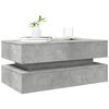 vidaXL Table basse avec lumières LED gris béton 90x50x40 cm