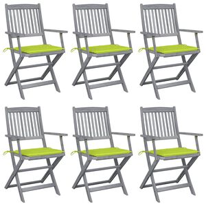 vidaXL Chaises pliantes 6 pi&egrave;ces avec coussins en bois d'acacia massif