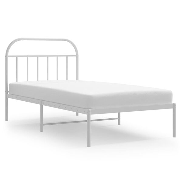 vidaXL Cadre de lit m&eacute;tal sans matelas et t&ecirc;te de lit blanc 107x203 cm
