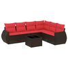vidaXL Ensemble de canap&eacute; de jardin 7 pcs avec coussins marron r&eacute;sine tress&eacute;e