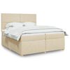 vidaXL Sommier &agrave; lattes de lit avec matelas Cr&egrave;me 200x200 cm Tissu