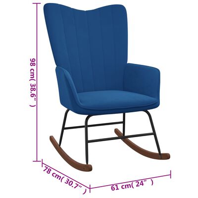 vidaXL Chaise à bascule avec repose-pied Bleu Velours