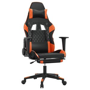 vidaXL Chaise de jeu de massage et repose-pied Noir&Orange Similicuir