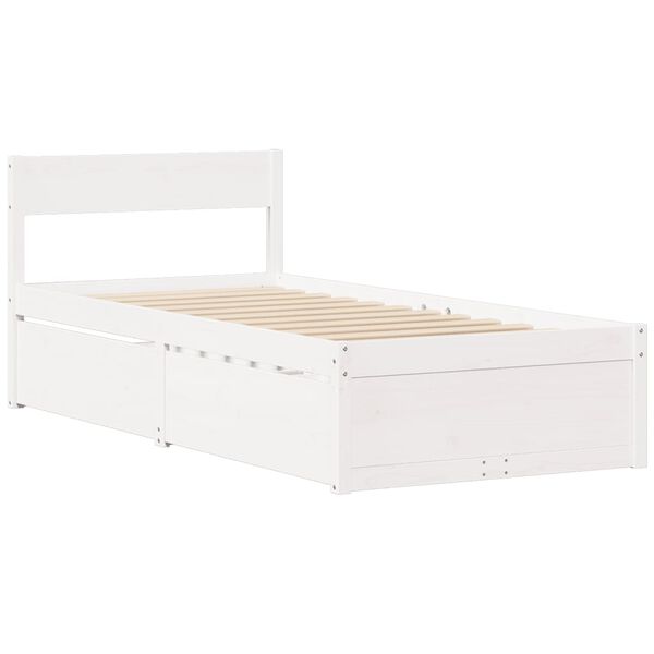vidaXL Cadre de lit sans matelas blanc 100x200 cm bois de pin massif