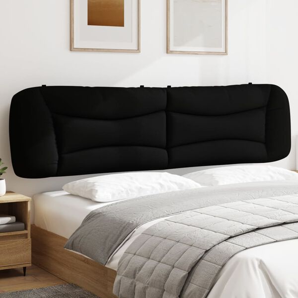 vidaXL Coussin de t&ecirc;te de lit Hvar noir 200 cm tissu