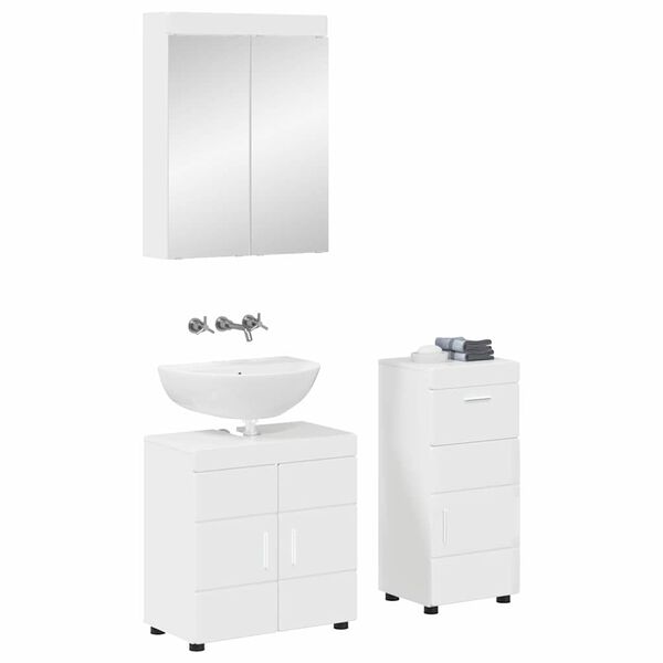vidaXL Ensemble de mobilier de salle de bain TULUM Blanc brillant