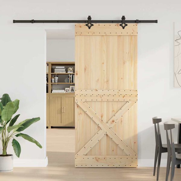 vidaXL Porte coulissante et kit de quincaillerie 100x210 cm pin massif