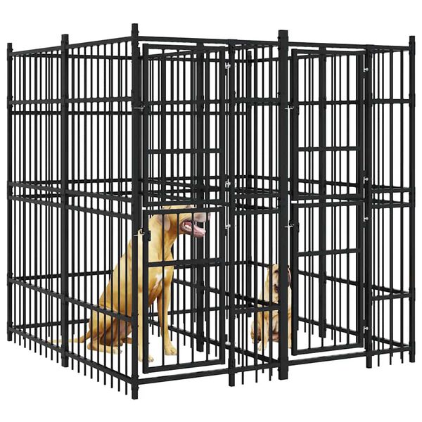 vidaXL Chenil d'ext&eacute;rieur pour chiens Acier 3,69 m&sup2;