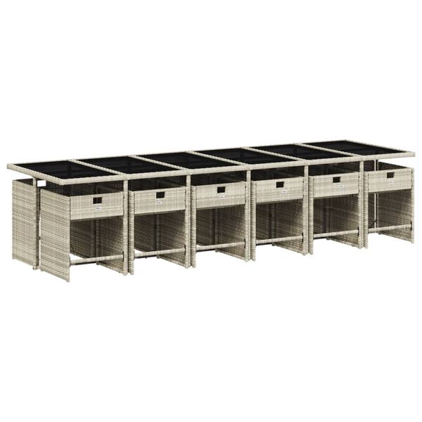 vidaXL Ensemble &agrave; manger de jardin et coussins 13 pcs gris clair rotin