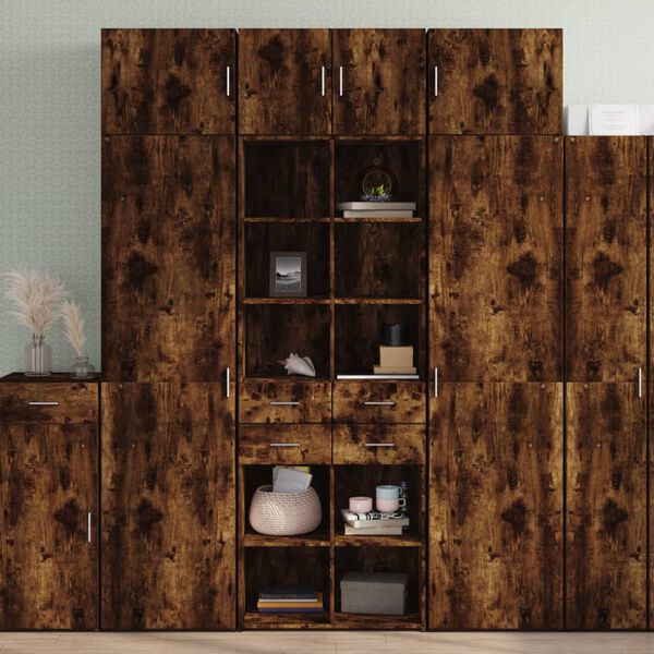 vidaXL Buffet haut ch&ecirc;ne fum&eacute; 70x42,5x185 cm bois d'ing&eacute;nierie