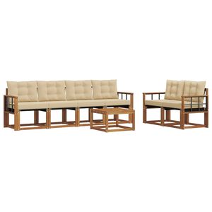 vidaXL Ensemble de canap&eacute;s d'ext&eacute;rieur 7 pc 6 place Naturel et Beige