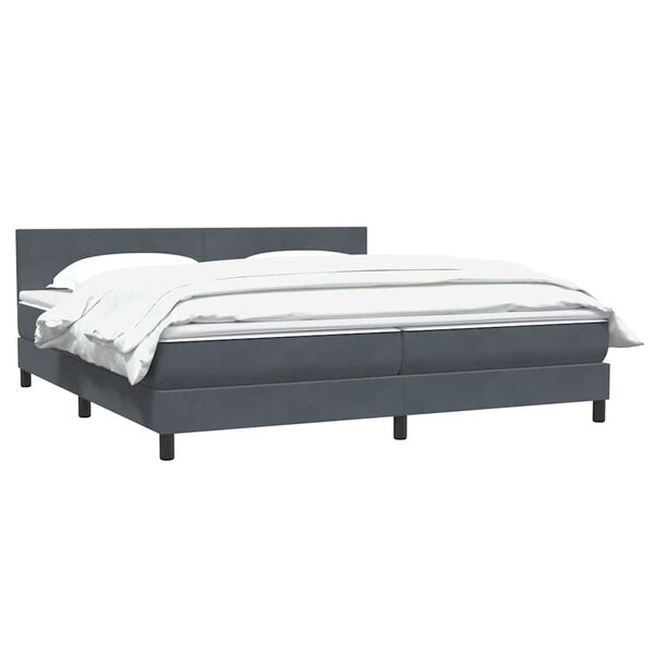 vidaXL Sommier &agrave; lattes de lit et matelas gris fonc&eacute; 180x210cm velours