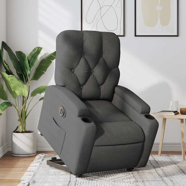 vidaXL Fauteuil inclinable électrique gris foncé tissu