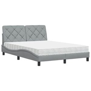 vidaXL Lit avec matelas gris clair 140x190 cm tissu