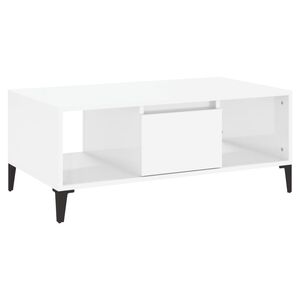 vidaXL Table basse Blanc brillant 90x50x36,5 cm Bois d'ing&eacute;nierie