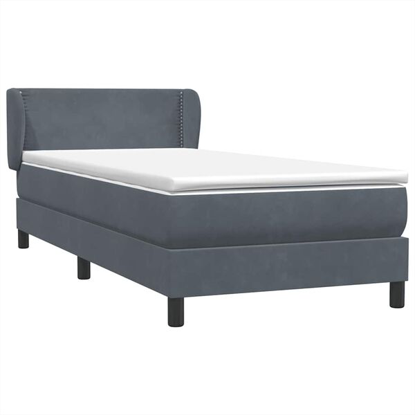 vidaXL Sommier &agrave; lattes de lit et matelas gris fonc&eacute; 100x220cm velours