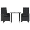 vidaXL Ensemble &agrave; manger de jardin avec coussins 3 pcs Noir